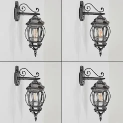 Luminaires Rustiques-hofstein Lentua Lampe murale d´extérieur, Applique murale Noir, Argenté, 1 lumière