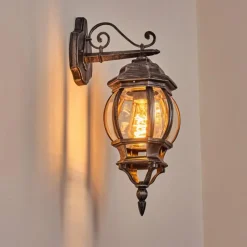 Luminaires Rustiques-hofstein Lentua Lampe murale d´extérieur, Applique murale Noir, Argenté, 1 lumière