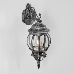 Luminaires Rustiques-hofstein Lentua Lampe murale d´extérieur, Applique murale Noir, Argenté, 1 lumière