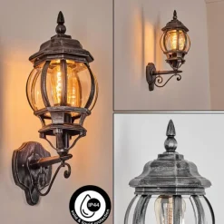 Luminaires Rustiques-hofstein Lentua Lampe murale d´extérieur, Applique murale Noir, Argenté, 1 lumière