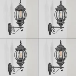 Luminaires Rustiques-hofstein Lentua Lampe murale d´extérieur, Applique murale Noir, Argenté, 1 lumière