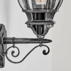 Luminaires Rustiques-hofstein Lentua Lampe murale d´extérieur, Applique murale Noir, Argenté, 1 lumière