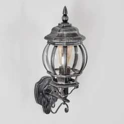 Luminaires Rustiques-hofstein Lentua Lampe murale d´extérieur, Applique murale Noir, Argenté, 1 lumière