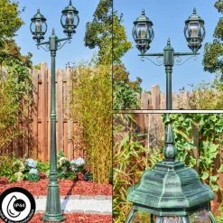 Luminaires Rustiques-hofstein Lentua Réverbère, Eclairage de chemin Vert, Noir, 2 lumières