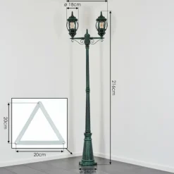 Luminaires Rustiques-hofstein Lentua Réverbère, Eclairage de chemin Vert, Noir, 2 lumières