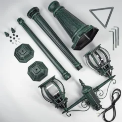 Luminaires Rustiques-hofstein Lentua Réverbère, Eclairage de chemin Vert, Noir, 2 lumières