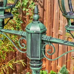 Luminaires Rustiques-hofstein Lentua Réverbère, Eclairage de chemin Vert, Noir, 2 lumières