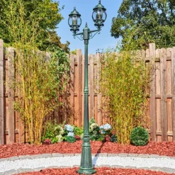 Luminaires Rustiques-hofstein Lentua Réverbère, Eclairage de chemin Vert, Noir, 2 lumières