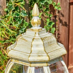 Luminaires Rustiques-hofstein Lentua Réverbère, Eclairage de chemin Or, Blanc, 2 lumières