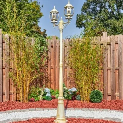 Luminaires Rustiques-hofstein Lentua Réverbère, Eclairage de chemin Or, Blanc, 2 lumières