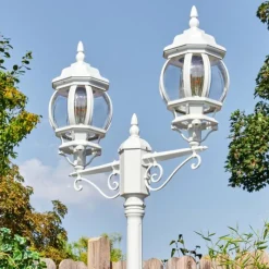 Luminaires Rustiques-hofstein Lentua Réverbère, Eclairage de chemin Blanc, 2 lumières