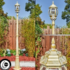 Luminaires Rustiques-hofstein Lentua Réverbère, Eclairage de chemin Or, Blanc, 1 lumière