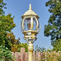 Luminaires Rustiques-hofstein Lentua Réverbère, Eclairage de chemin Or, Blanc, 1 lumière