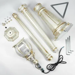 Luminaires Rustiques-hofstein Lentua Réverbère, Eclairage de chemin Or, Blanc, 1 lumière