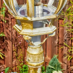 Luminaires Rustiques-hofstein Lentua Réverbère, Eclairage de chemin Or, Blanc, 1 lumière