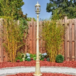 Luminaires Rustiques-hofstein Lentua Réverbère, Eclairage de chemin Or, Blanc, 1 lumière