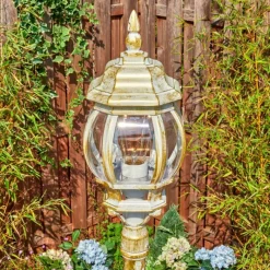 Luminaires Rustiques-hofstein Lentua Réverbère, Eclairage de chemin Or, Blanc, 1 lumière