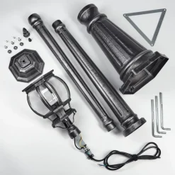 Luminaires Rustiques-hofstein Lentua Réverbère, Eclairage de chemin Noir, Argenté, 1 lumière