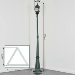 Luminaires Rustiques-hofstein Lentua Réverbère, Eclairage de chemin Vert, Noir, 1 lumière