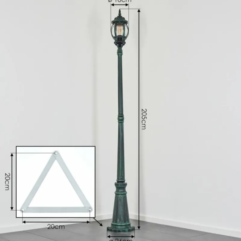 Luminaires Rustiques-hofstein Lentua Réverbère, Eclairage de chemin Vert, Noir, 1 lumière