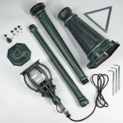 Luminaires Rustiques-hofstein Lentua Réverbère, Eclairage de chemin Vert, Noir, 1 lumière