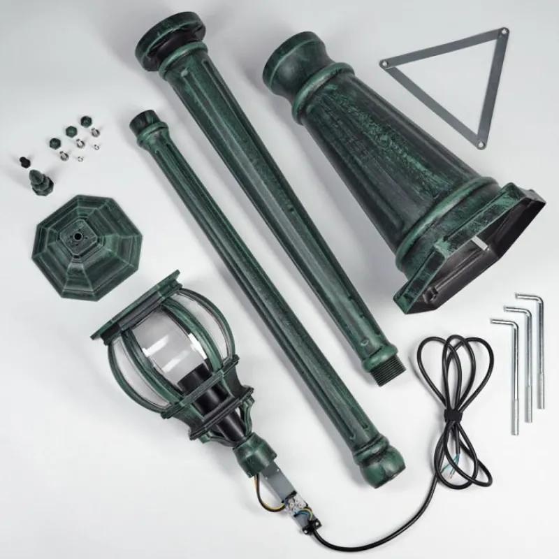 Luminaires Rustiques-hofstein Lentua Réverbère, Eclairage de chemin Vert, Noir, 1 lumière