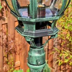 Luminaires Rustiques-hofstein Lentua Réverbère, Eclairage de chemin Vert, Noir, 1 lumière