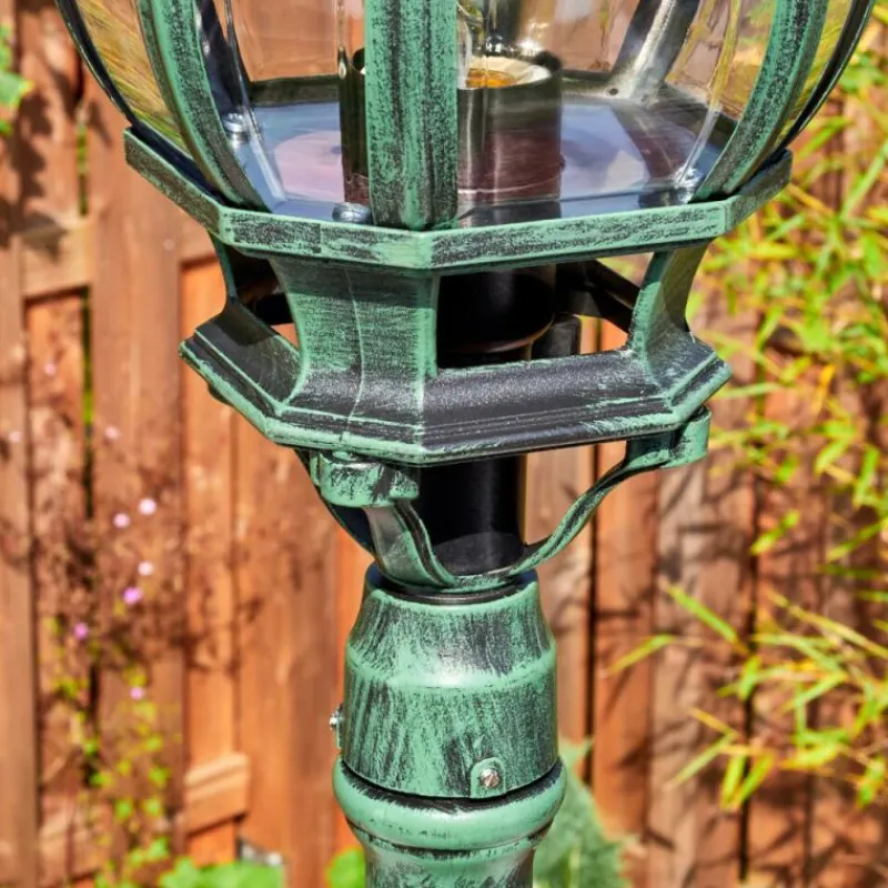 Luminaires Rustiques-hofstein Lentua Réverbère, Eclairage de chemin Vert, Noir, 1 lumière