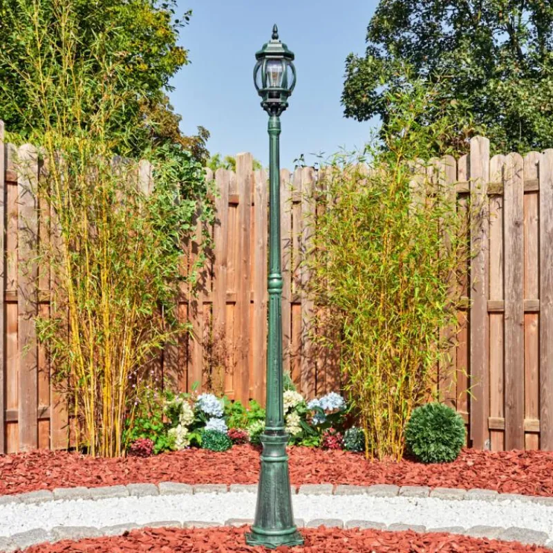 Luminaires Rustiques-hofstein Lentua Réverbère, Eclairage de chemin Vert, Noir, 1 lumière