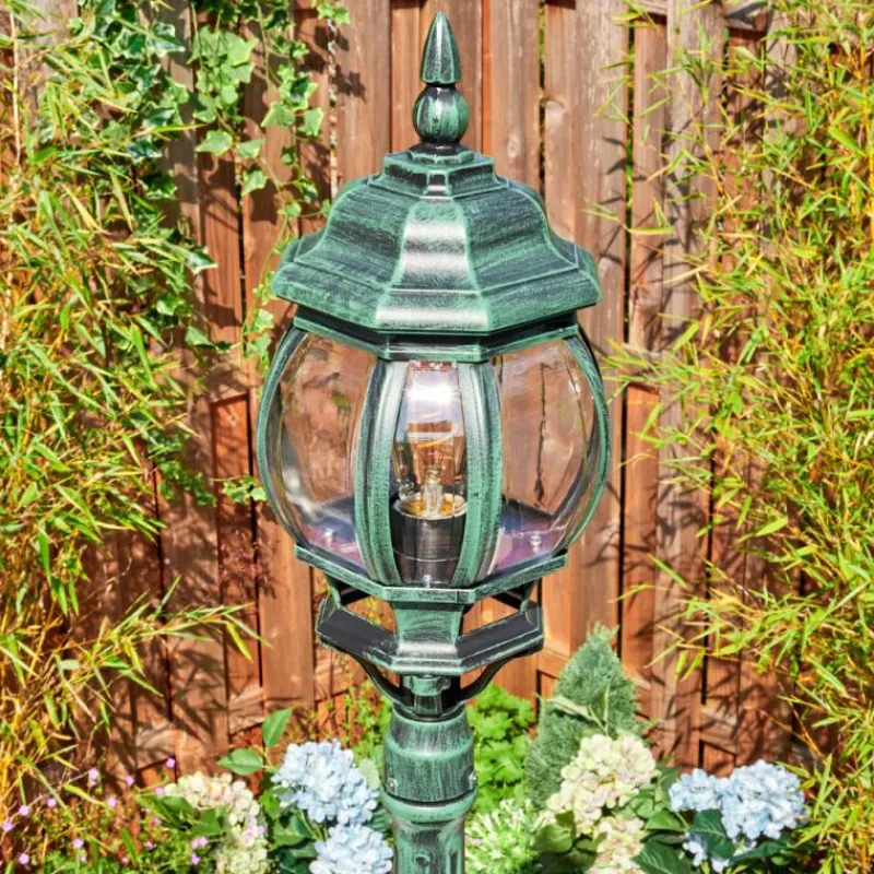 Luminaires Rustiques-hofstein Lentua Réverbère, Eclairage de chemin Vert, Noir, 1 lumière