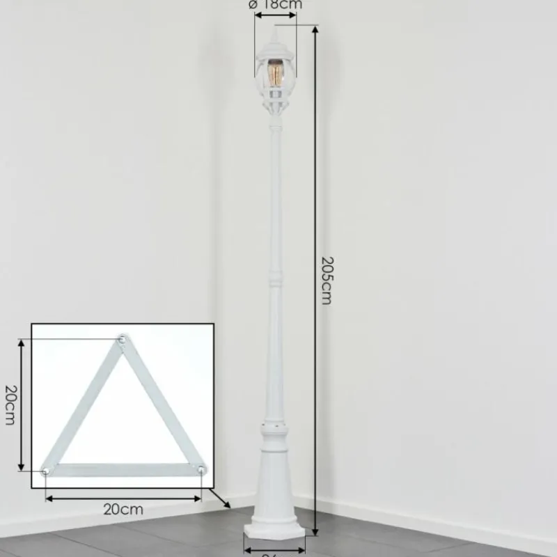 Luminaires Rustiques-hofstein Lentua Réverbère, Eclairage de chemin Blanc, 1 lumière