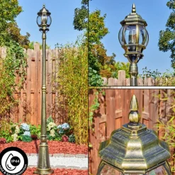 Luminaires Rustiques-hofstein Lentua Réverbère, Eclairage de chemin Or, Noir, 1 lumière