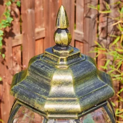 Luminaires Rustiques-hofstein Lentua Réverbère, Eclairage de chemin Or, Noir, 1 lumière