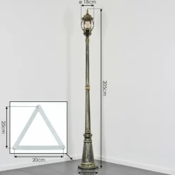 Luminaires Rustiques-hofstein Lentua Réverbère, Eclairage de chemin Or, Noir, 1 lumière