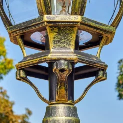 Luminaires Rustiques-hofstein Lentua Réverbère, Eclairage de chemin Or, Noir, 1 lumière