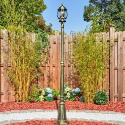 Luminaires Rustiques-hofstein Lentua Réverbère, Eclairage de chemin Or, Noir, 1 lumière