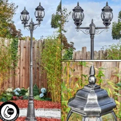 Luminaires Rustiques-hofstein Lentua Réverbère, Eclairage de chemin Noir, Argenté, 2 lumières