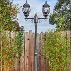 Luminaires Rustiques-hofstein Lentua Réverbère, Eclairage de chemin Noir, Argenté, 2 lumières