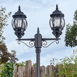 Luminaires Rustiques-hofstein Lentua Réverbère, Eclairage de chemin Noir, 2 lumières