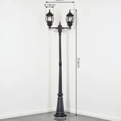 Luminaires Rustiques-hofstein Lentua Réverbère, Eclairage de chemin Noir, 2 lumières