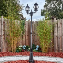 Luminaires Rustiques-hofstein Lentua Réverbère, Eclairage de chemin Noir, 2 lumières