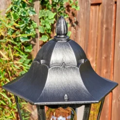 Luminaires Rustiques-hofstein Lignac Réverbère, Eclairage de chemin Noir, Argenté, 1 lumière