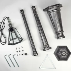 Luminaires Rustiques-hofstein Lignac Réverbère, Eclairage de chemin Noir, Argenté, 1 lumière