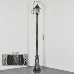 Luminaires Rustiques-hofstein Lignac Réverbère, Eclairage de chemin Noir, Argenté, 1 lumière