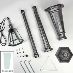 Luminaires Rustiques-hofstein Lignac Réverbère, Eclairage de chemin Noir, Argenté, 1 lumière