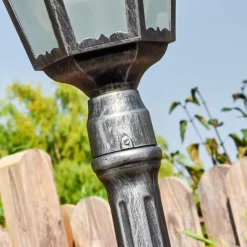 Luminaires Rustiques-hofstein Lignac Réverbère, Eclairage de chemin Noir, Argenté, 1 lumière