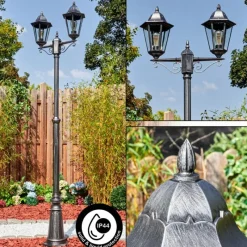 Luminaires Rustiques-hofstein Lignac Réverbère, Eclairage de chemin Noir, Argenté, 2 lumières