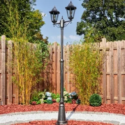 Luminaires Rustiques-hofstein Lignac Réverbère, Eclairage de chemin Noir, Argenté, 2 lumières