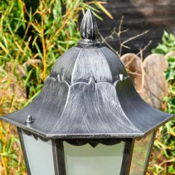 Luminaires Rustiques-hofstein Lignac Réverbère, Eclairage de chemin Noir, Argenté, 2 lumières