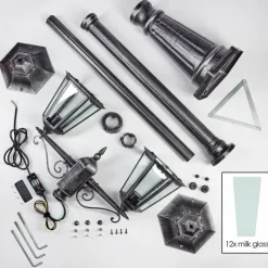 Luminaires Rustiques-hofstein Lignac Réverbère, Eclairage de chemin Noir, Argenté, 2 lumières